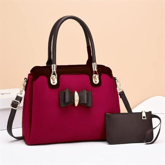 High Quality 2-Piece Bow Style Handbag Set with Wallet – Long Belt
